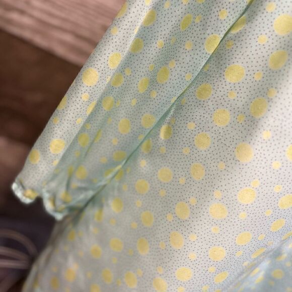 Loft green/yellow polka dot peasant blouse - M - 🙂3/$15 - Picture 2 of 8